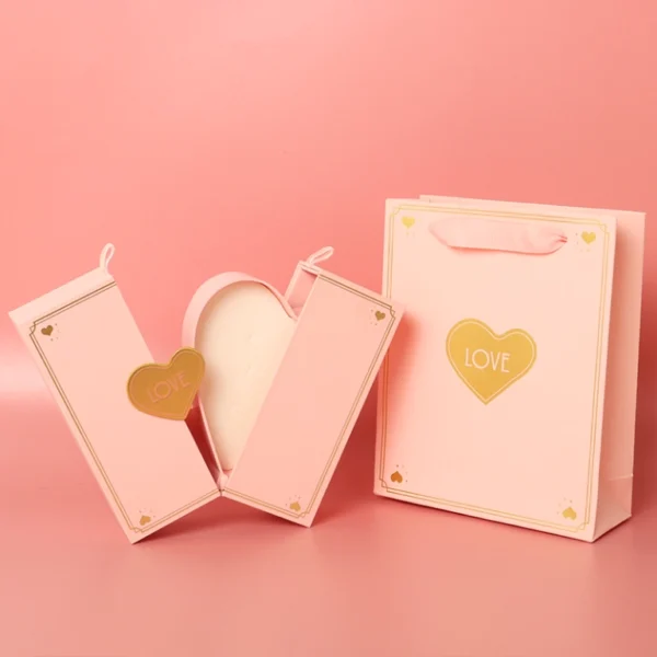 Best Quality Double Door Pink Love Jewelry Valentine's Day Gift Box Factory