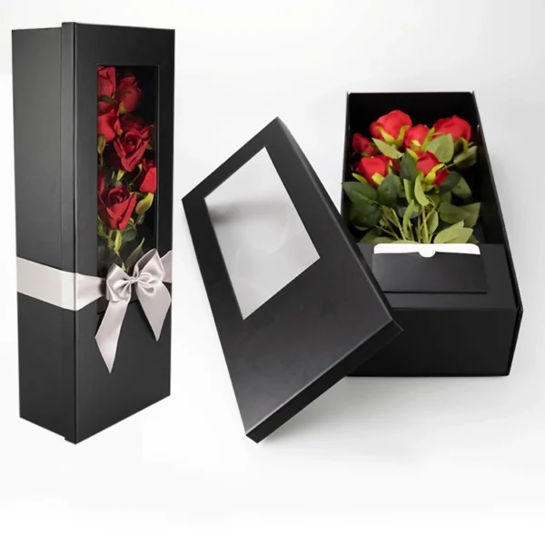 Manufacturer Customized Foldable Rigid Cardboard Paper Flower Boxes With Window