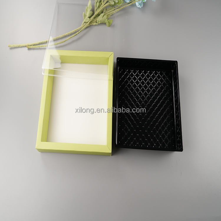 Biodegradable Recycled Cake Chocolate Sushi Truffle Bakery Paper Folders Boxes with Blister Lid - Image 2