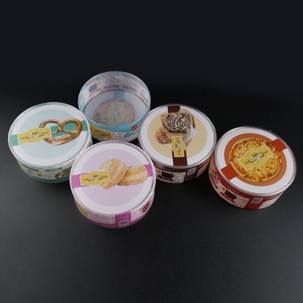 Custom PET Cylindrical Frosted Food Cookies Box With Lid