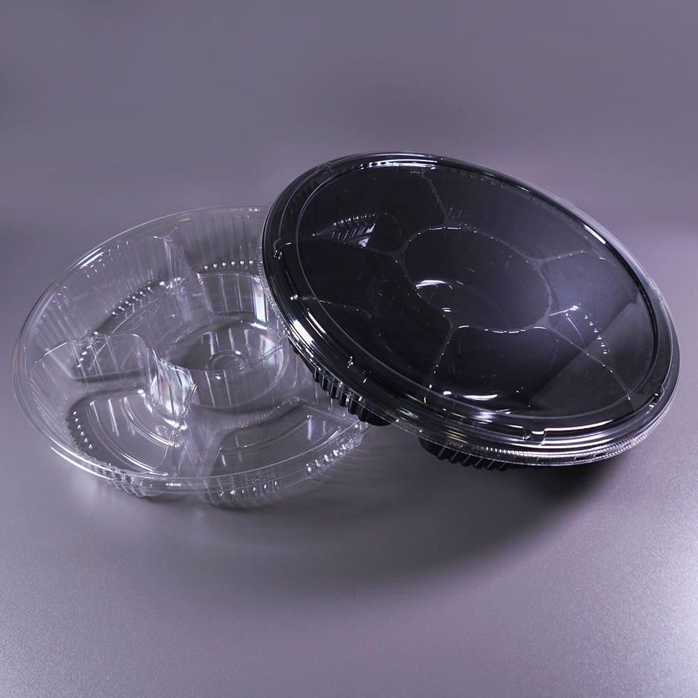 PET Veggie Fruit Tray Lid 6 Divided Compartments
