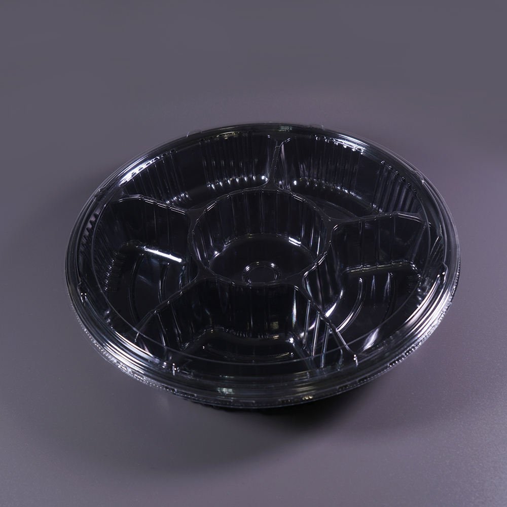 PET Veggie Fruit Tray Lid 6 Divided Compartments - Image 2