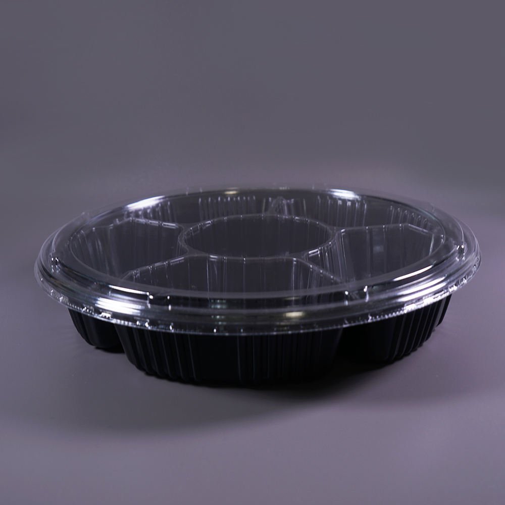 PET Veggie Fruit Tray Lid 6 Divided Compartments - Image 3