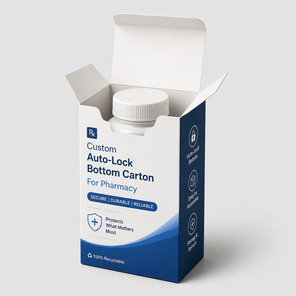 Custom Auto-Lock Bottom Carton for Pharmacy