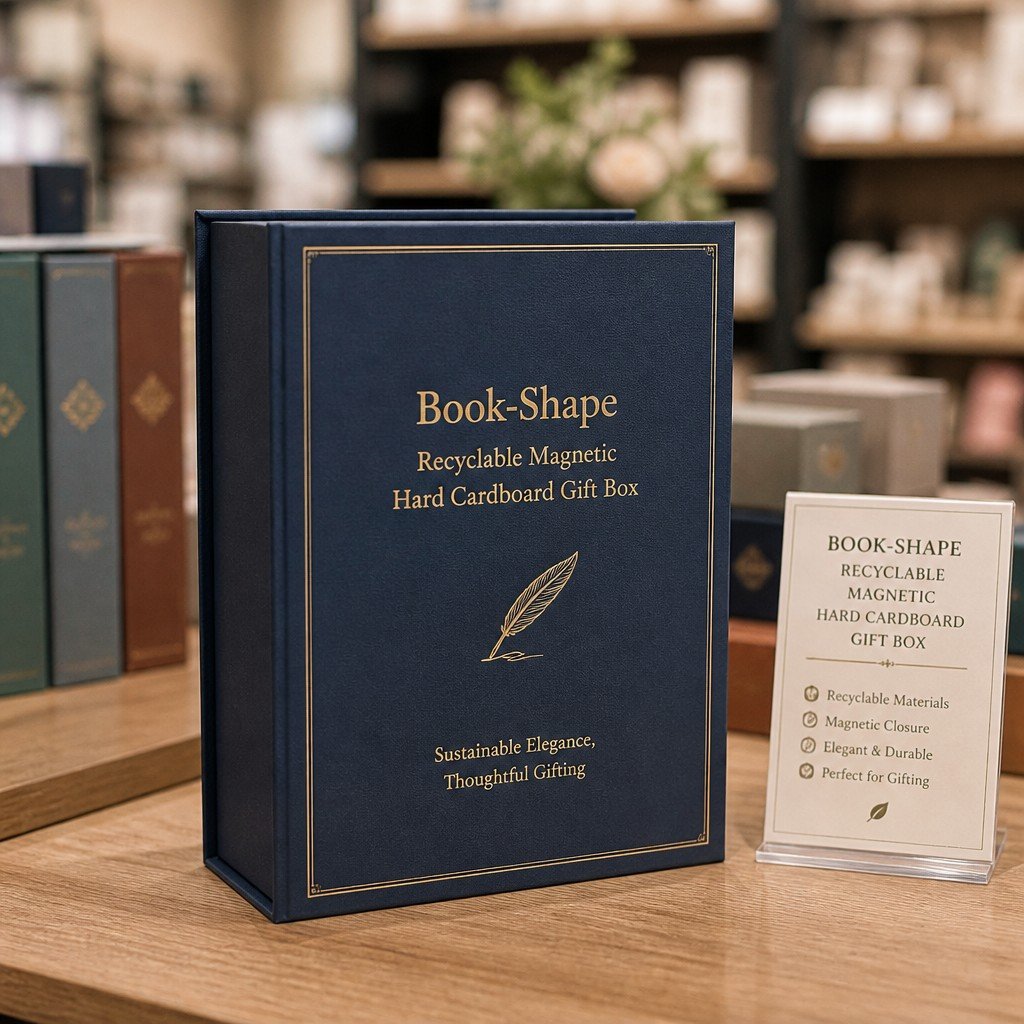Book-Shape Recyclable Magnetic Hard Cardboard Gift Box