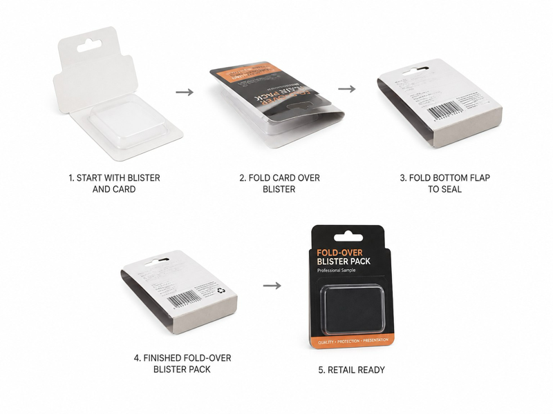 small order fold-over blister packaging