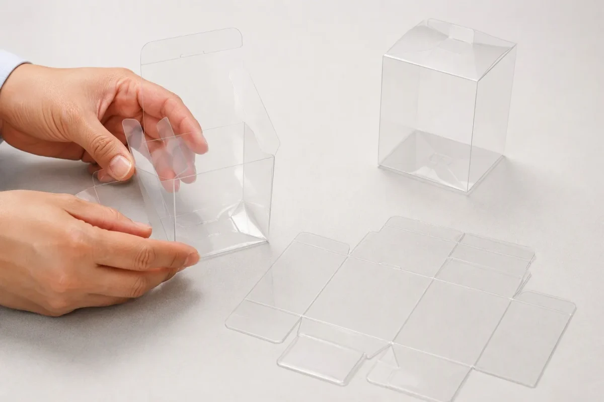 How to assemble clear plastic folding cartons
