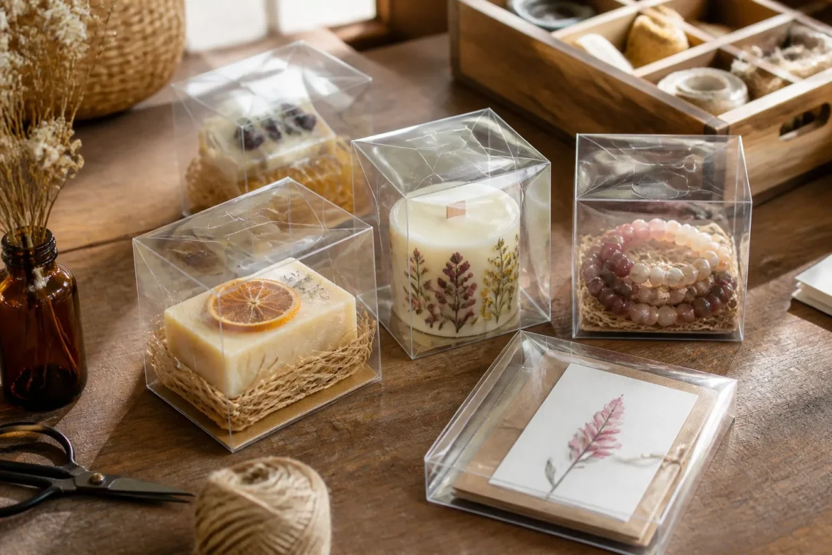Small clear folding boxes for craft projects