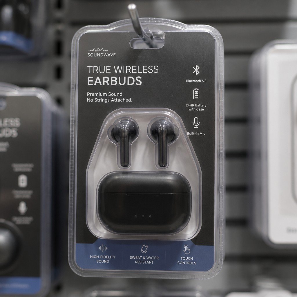 Custom Clamshell Packaging for Earbuds