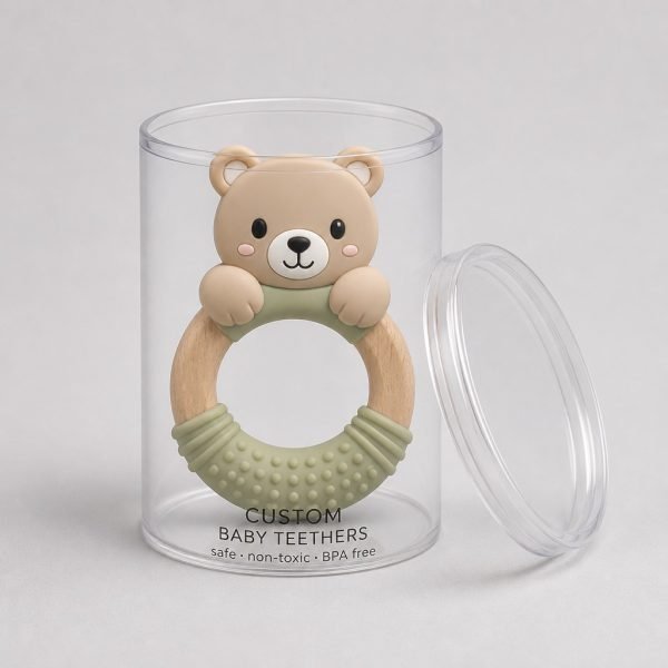 Custom Clear Cylinder for Baby Teethers