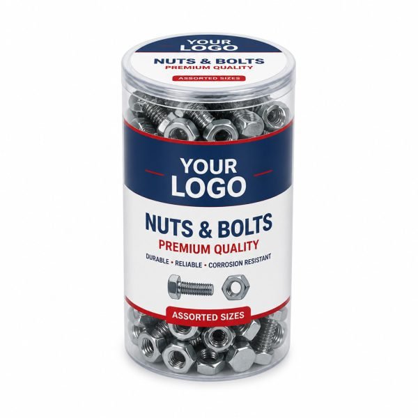 Custom Clear Cylinder for Nuts and Bolts