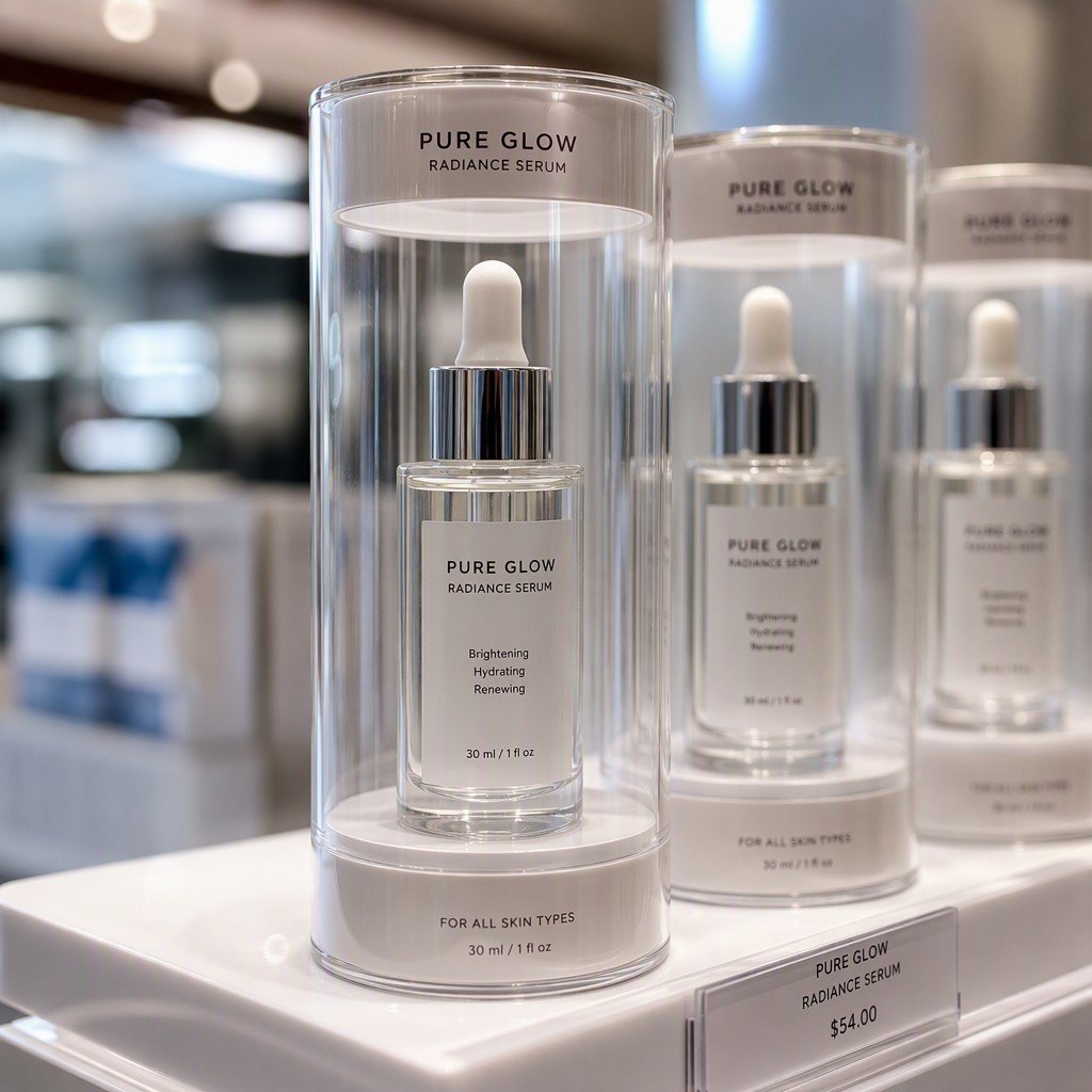 Custom Clear Cylinder Packaging for Serum Bottles