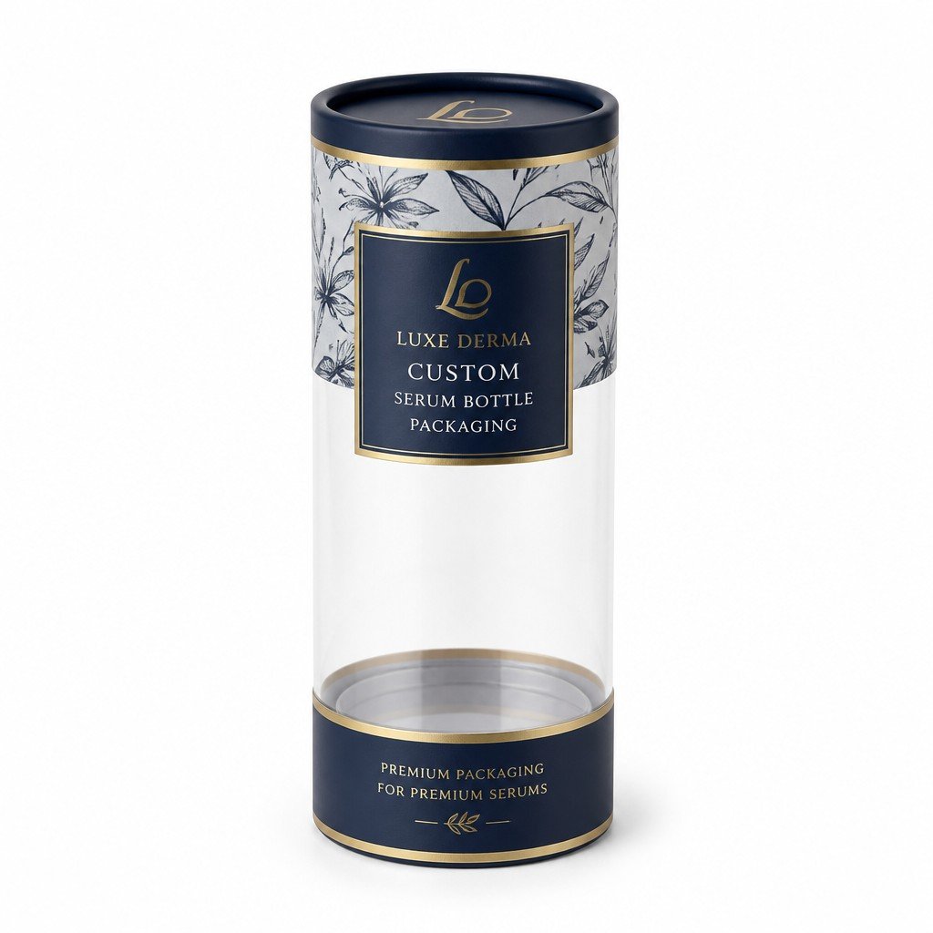 Custom Clear Cylinder Packaging for Serum Bottles