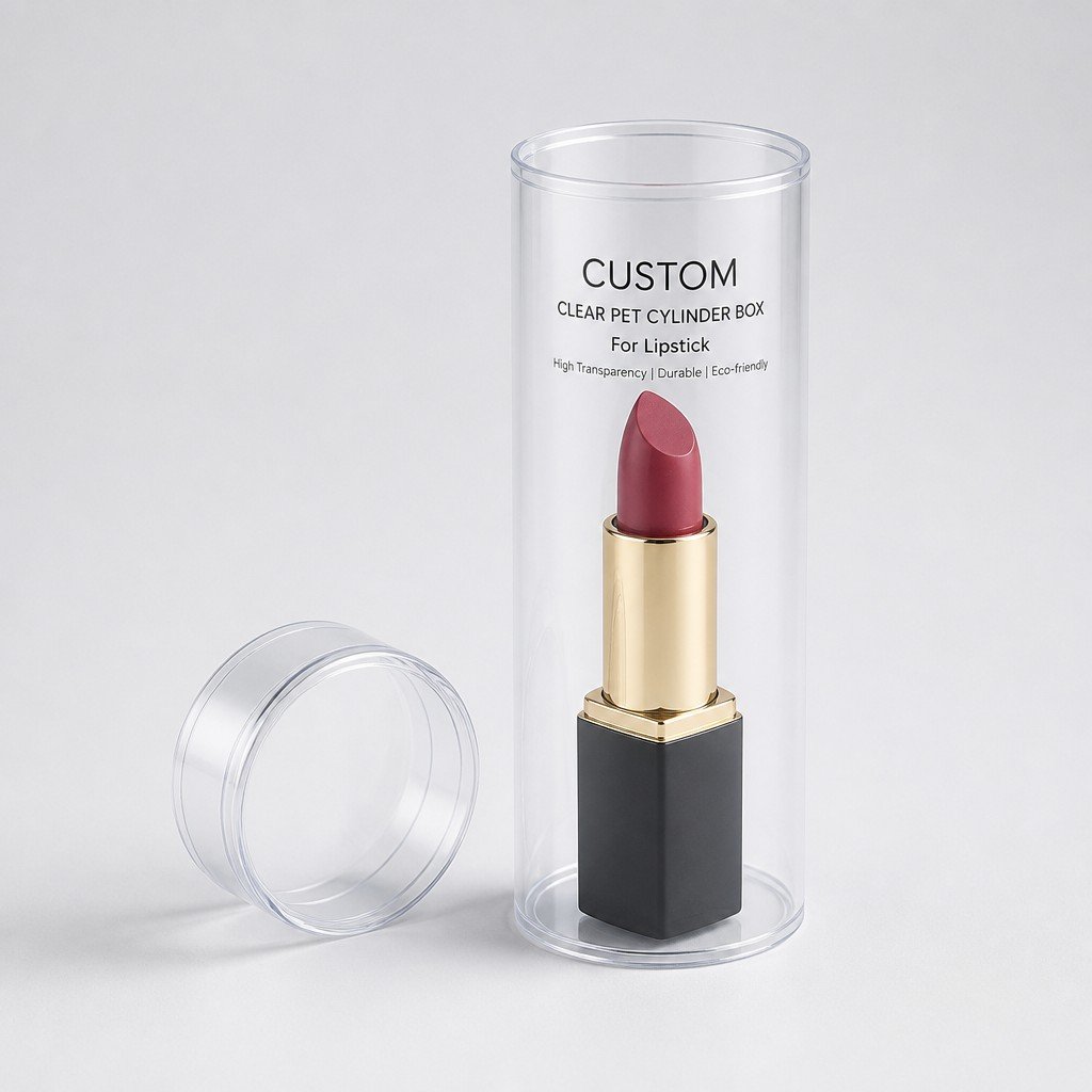 Custom Clear PET Cylinder Box for Lipstick
