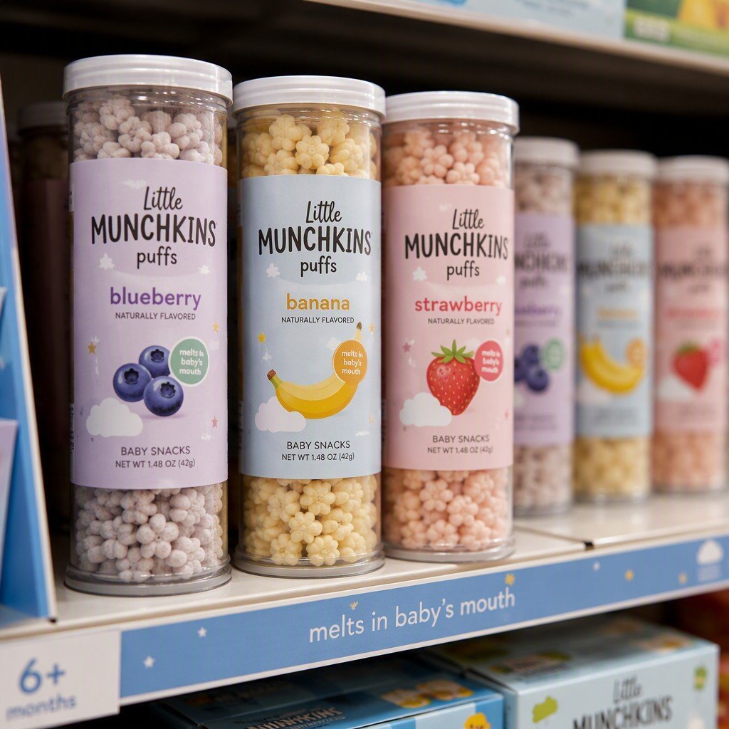round tube packaging on retail display shelf