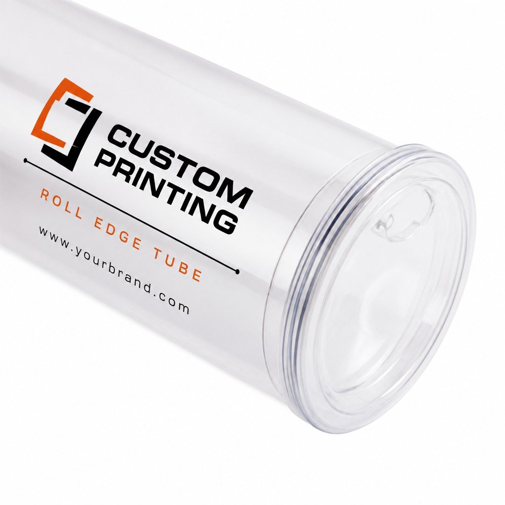 custom printed round tube with rolled edge detail