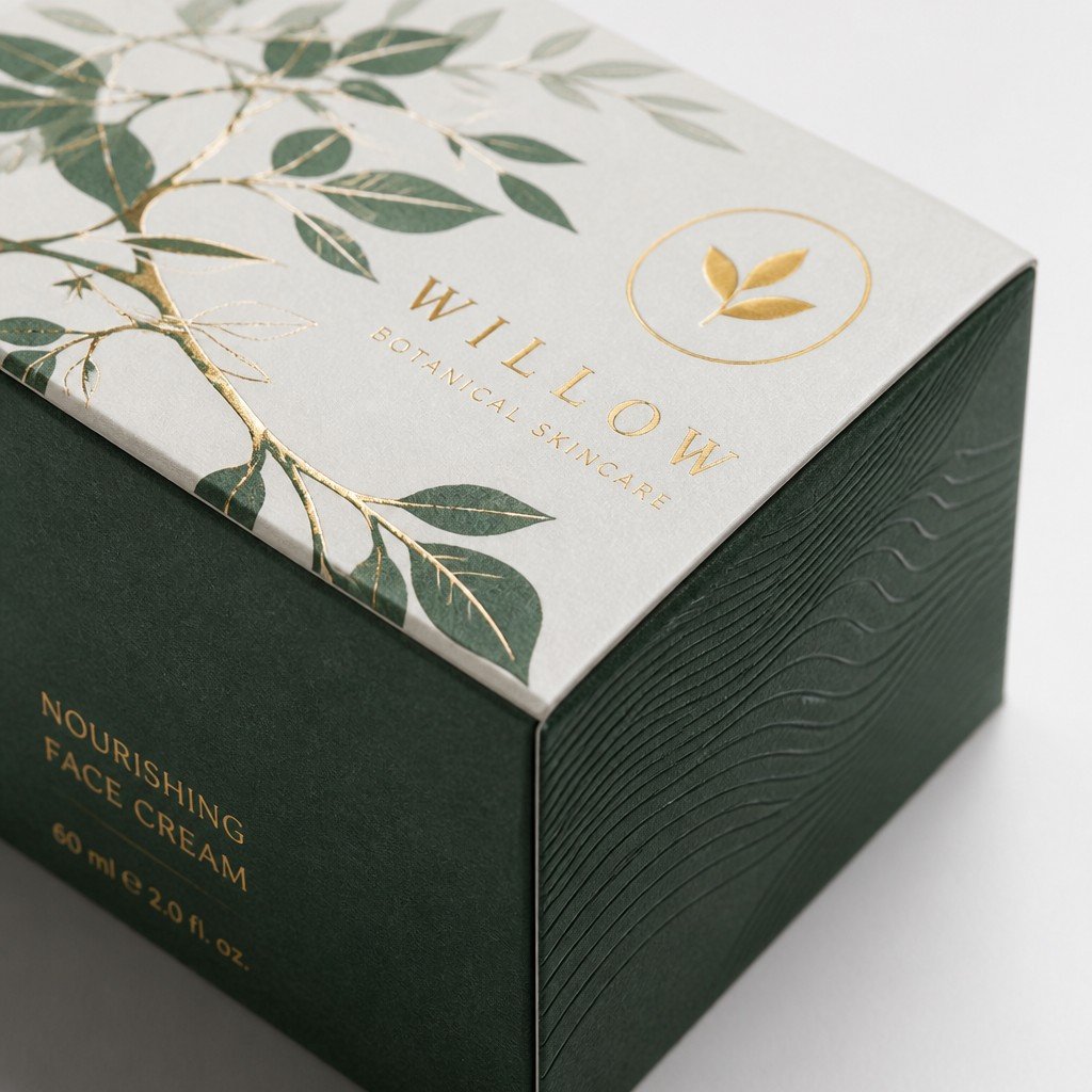 custom printing and finishing detail on paper box