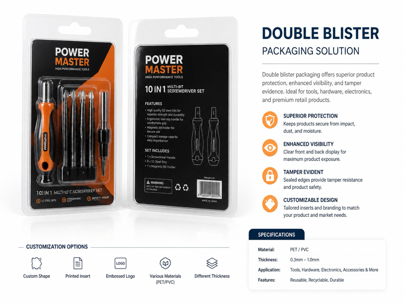 double blister packaging for cosmetic tools