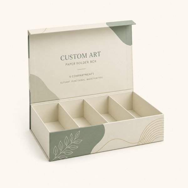 Custom Art Paper Folder Box with 4 Compartments