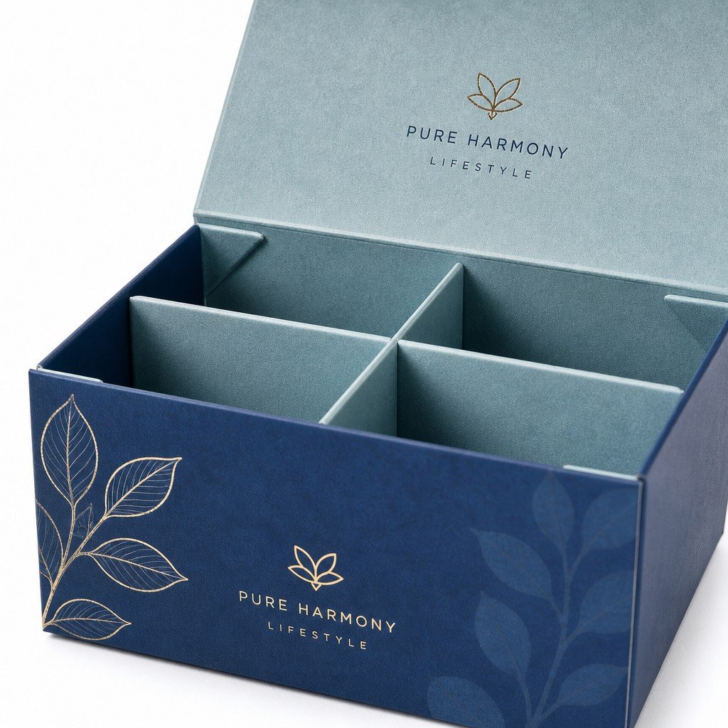Custom Art Paper Folder Box with 4 Compartments