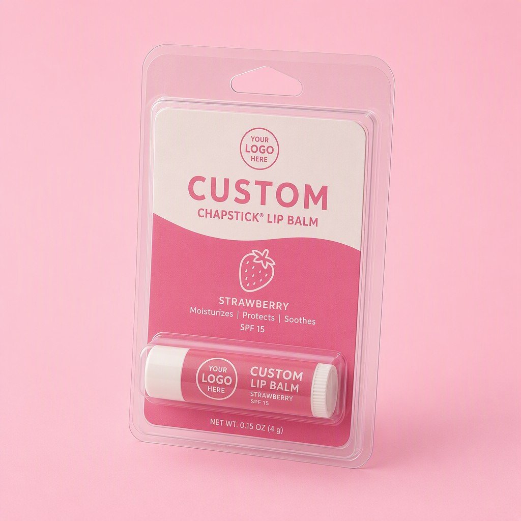 Custom Chapstick Lip Balm Blister Clamshell
