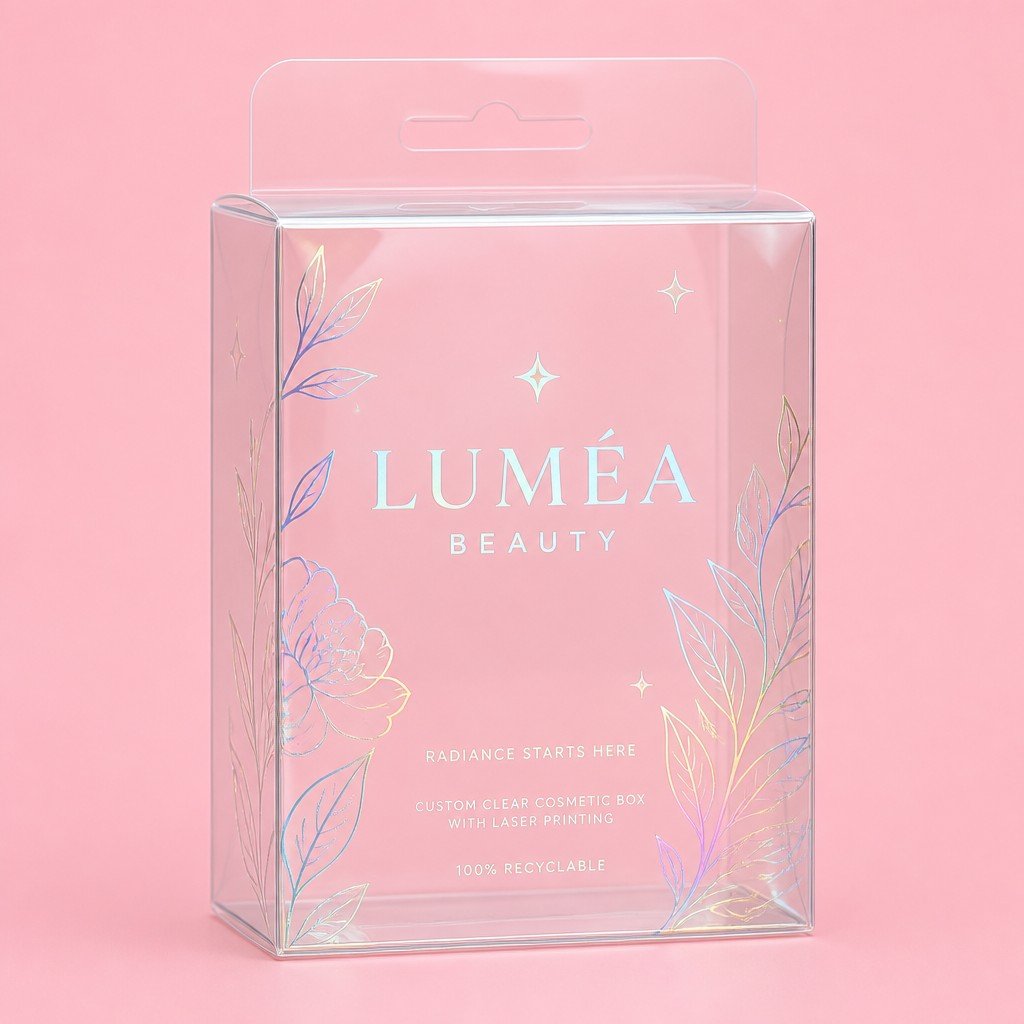 Custom Clear Cosmetic Box with Laser Printing