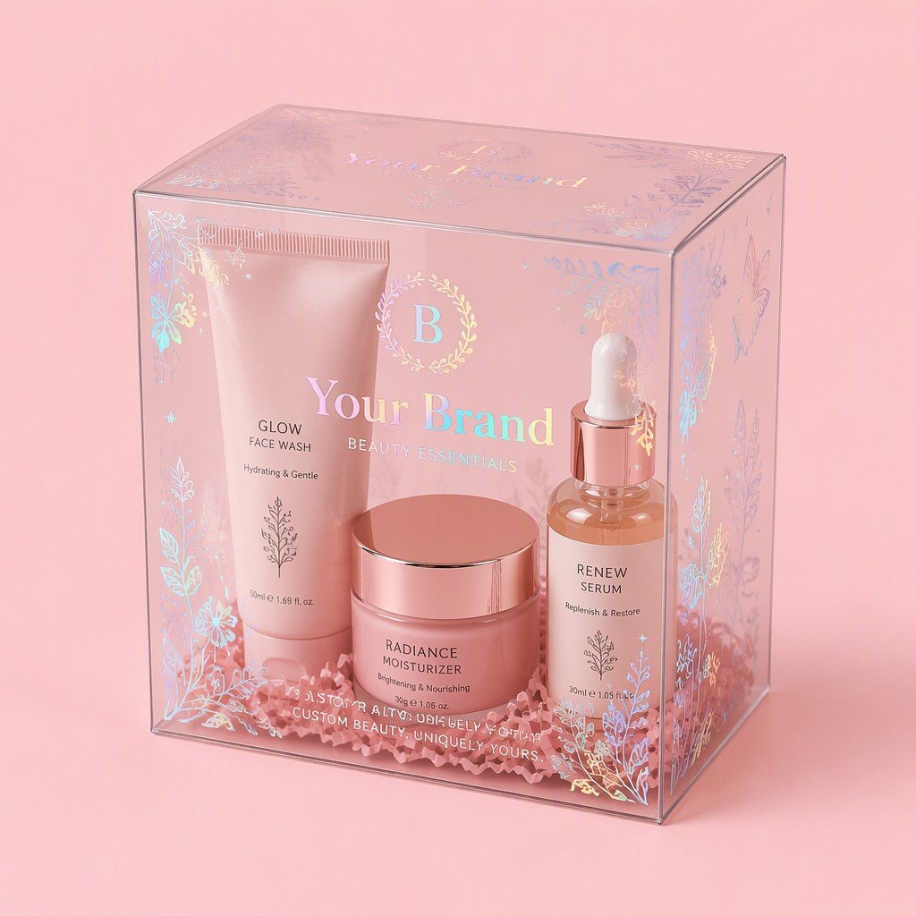 Custom Clear Cosmetic Box with Laser Printing