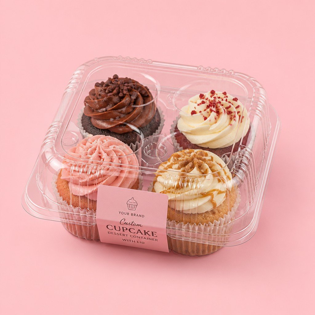 Custom Cupcake Dessert Blister Container with Lid