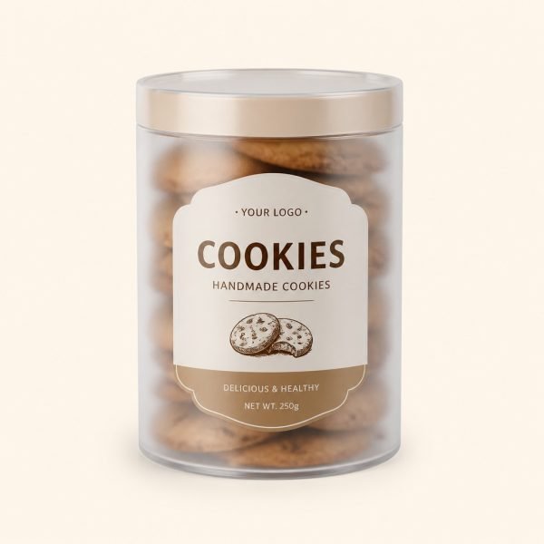Custom PET Frosted Food Cookies Cylinder Box with Lid