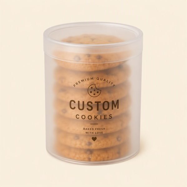 Custom PET Frosted Food Cookies Cylinder Box with Lid