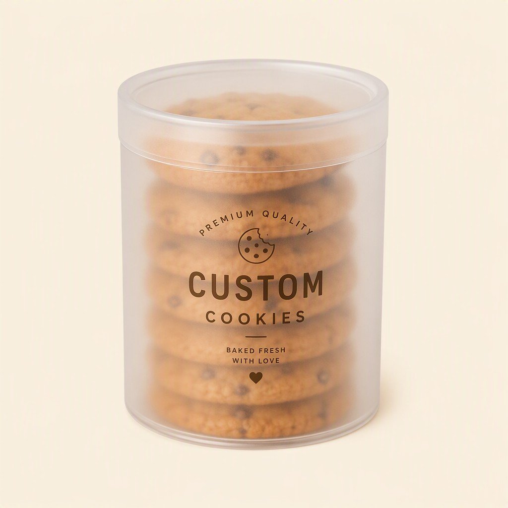 Custom PET Frosted Food Cookies Cylinder Box with Lid