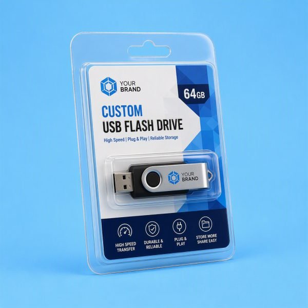 Custom USB Flash Drive Blister Clamshell Packaging