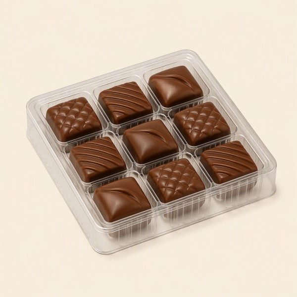 Disposable Plastic PET Square Blister Tray for Chocolate