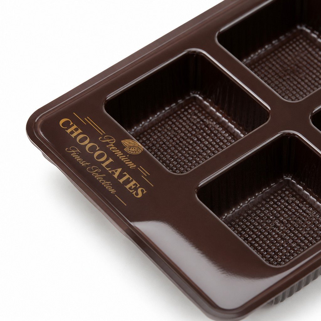Disposable Plastic PET Square Blister Tray for Chocolate