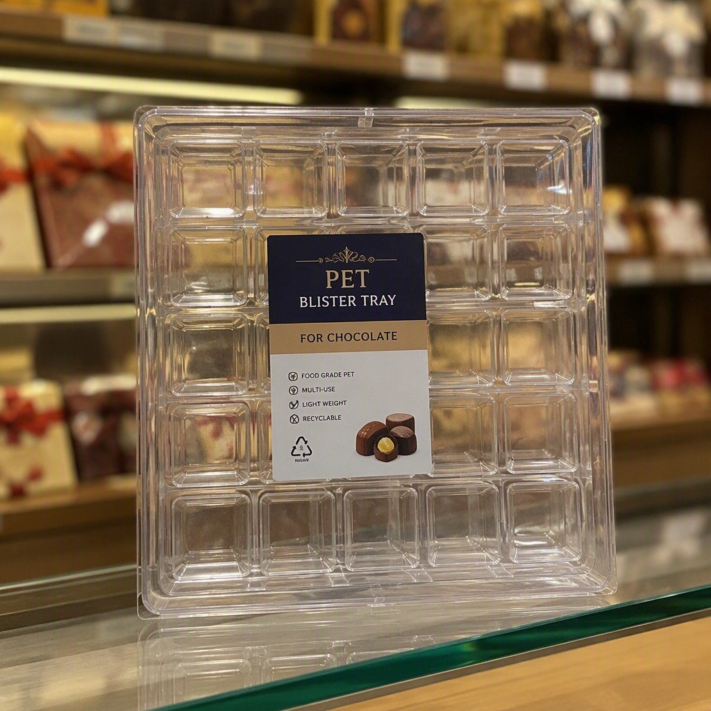Disposable Plastic PET Square Blister Tray for Chocolate