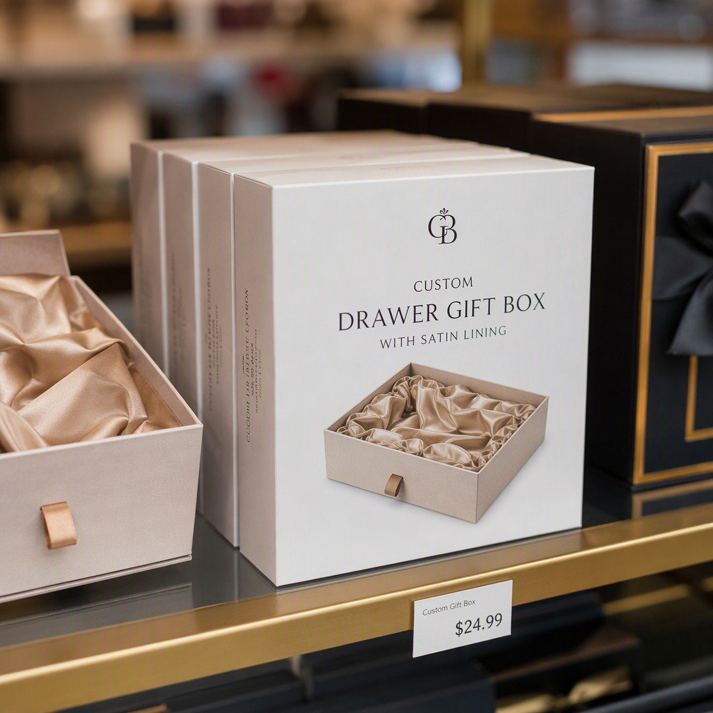 paper box packaging on retail display shelf