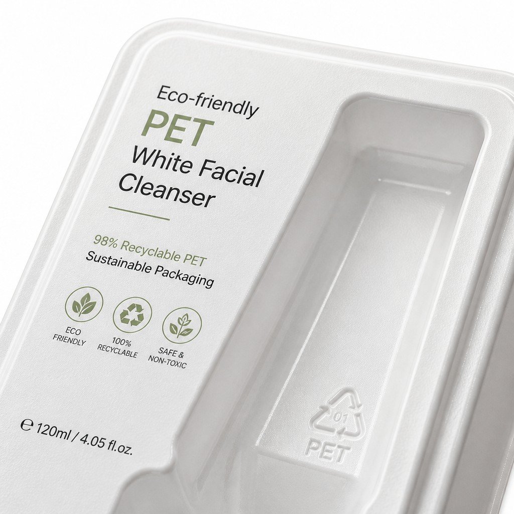 Eco-friendly PET White Facial Cleanser Blister Tray