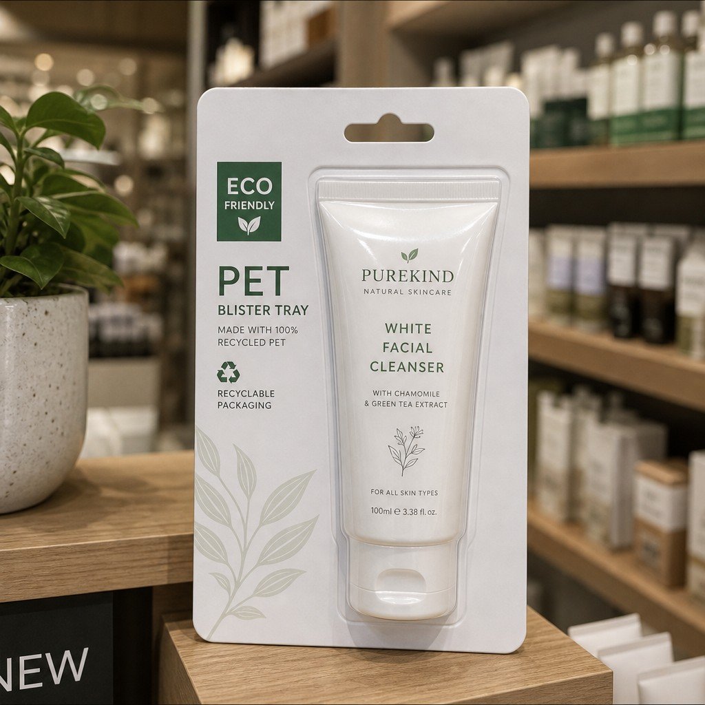 Eco-friendly PET White Facial Cleanser Blister Tray