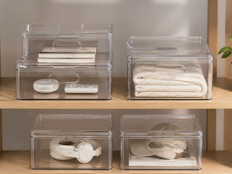 fully transparent plastic box retail display