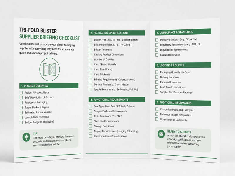 OEM custom tri-fold blister packaging