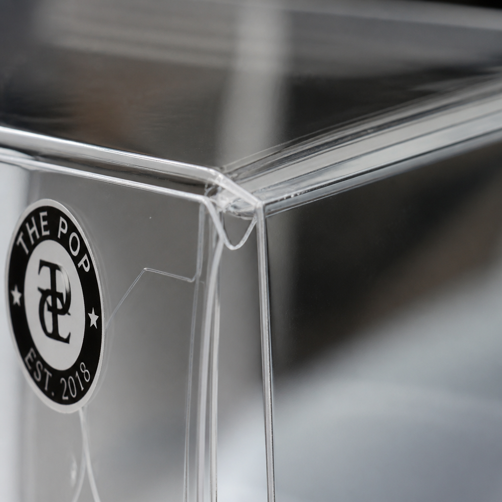 die cut crease detail on transparent plastic box
