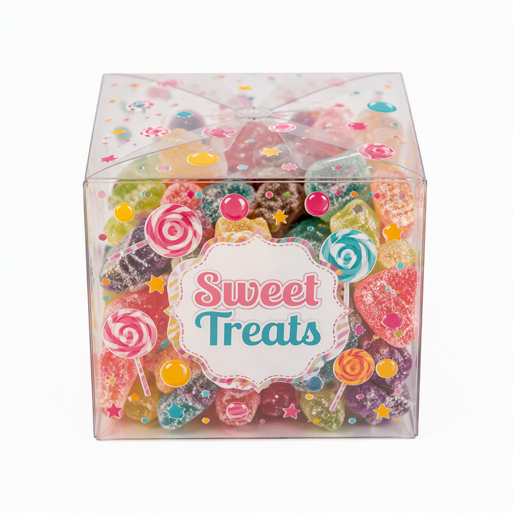 clear PET folding box with UV printing