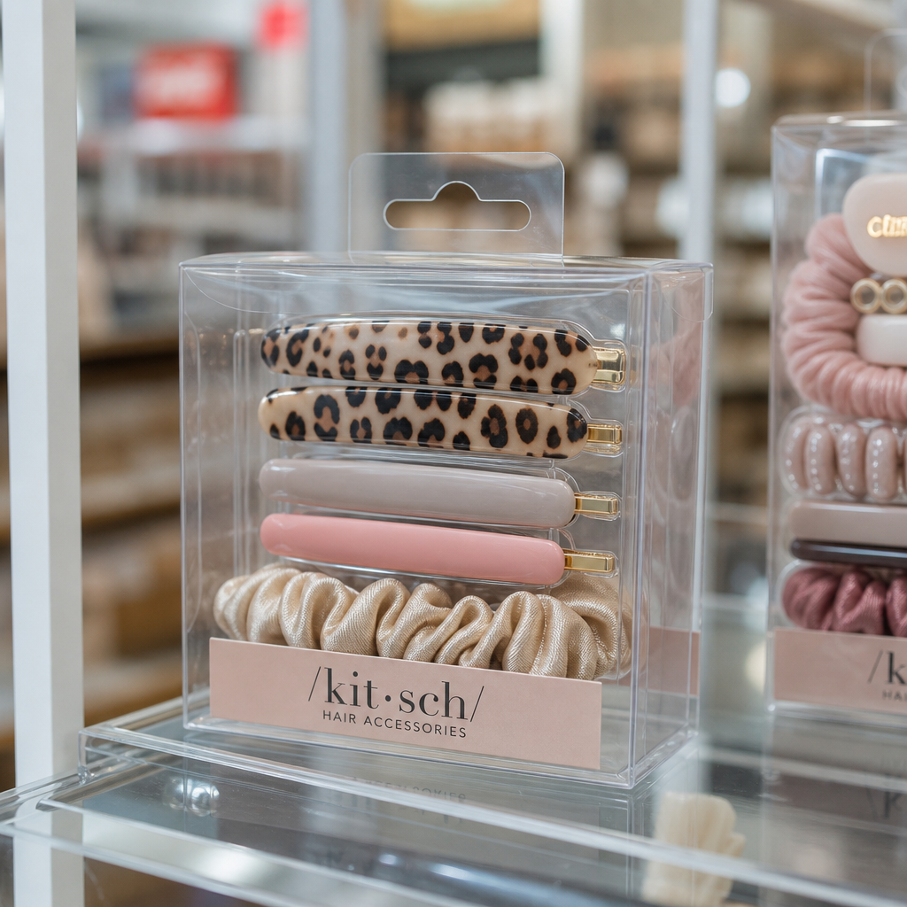 custom hair accessories box retail display scene