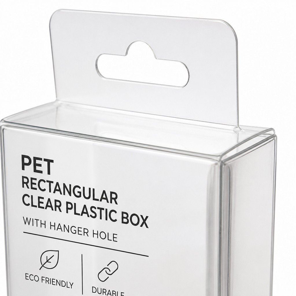 PET Rectangular Clear Plastic Box with Hanger Hole