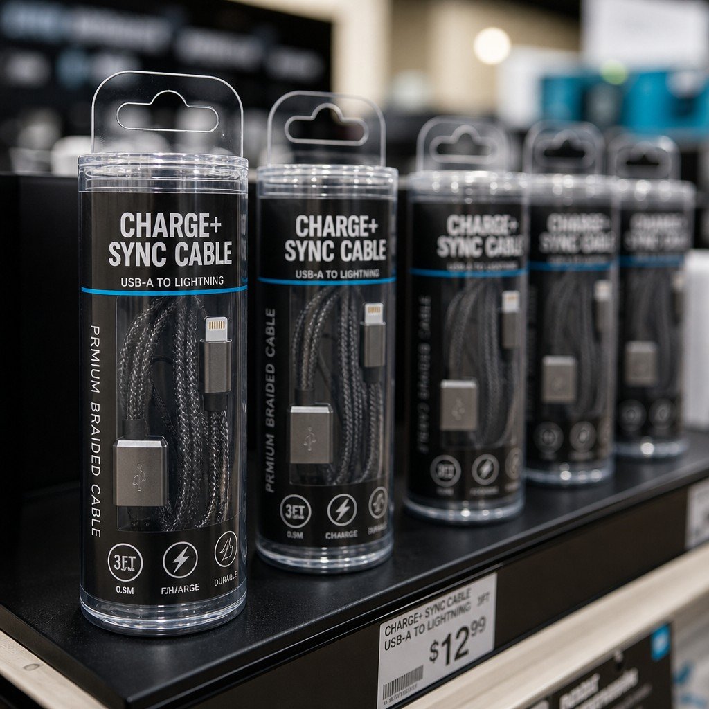 round tube packaging on retail display shelf