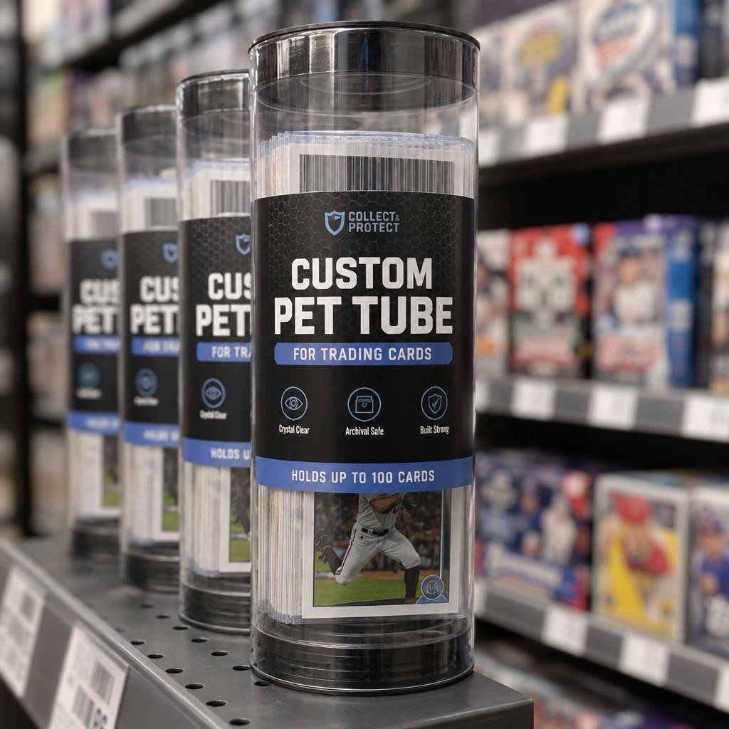 round tube packaging on retail display shelf