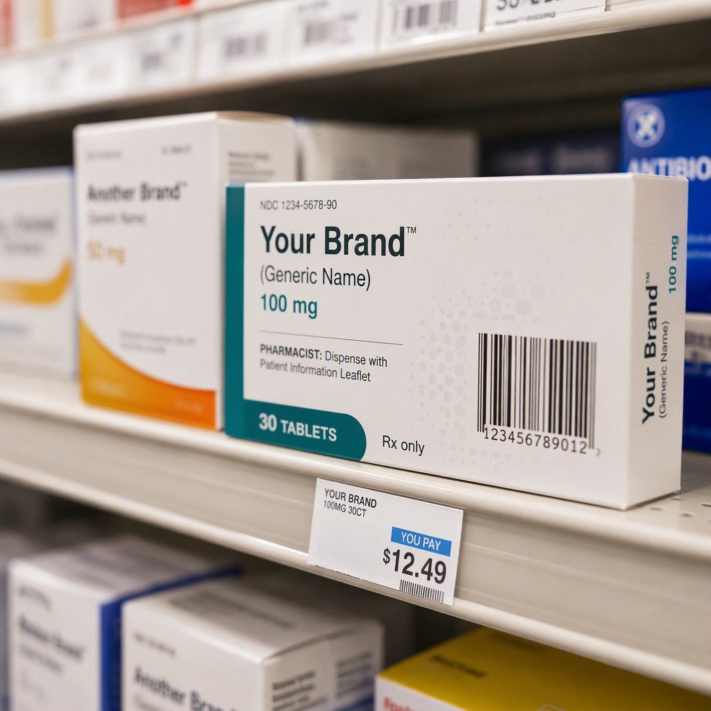 paper box packaging on retail display shelf