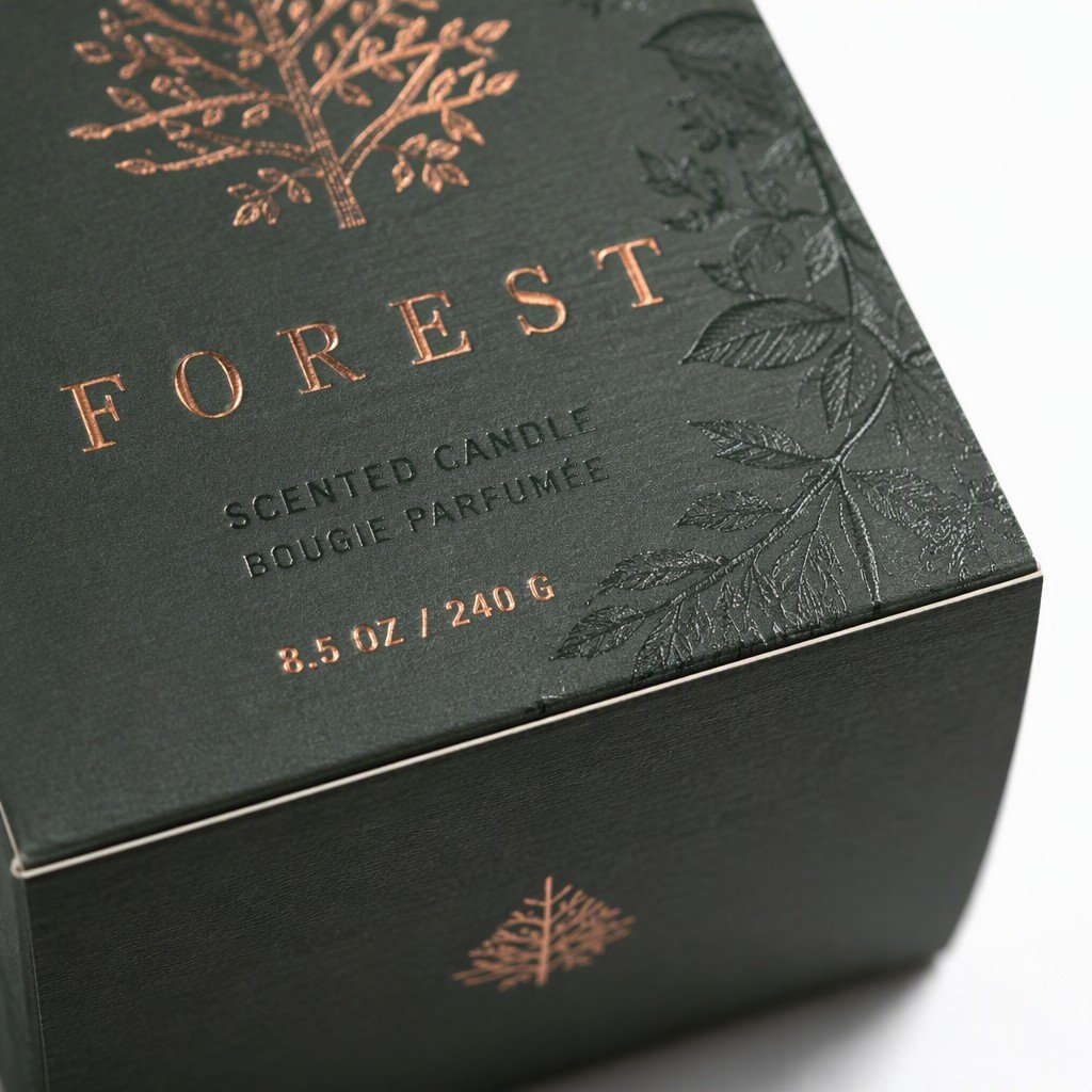 custom printing and finishing detail on paper box