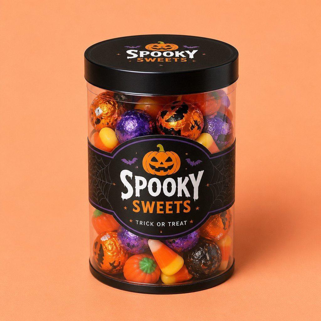 Plastic Cylinder Packaging for Halloween Candy with Logo