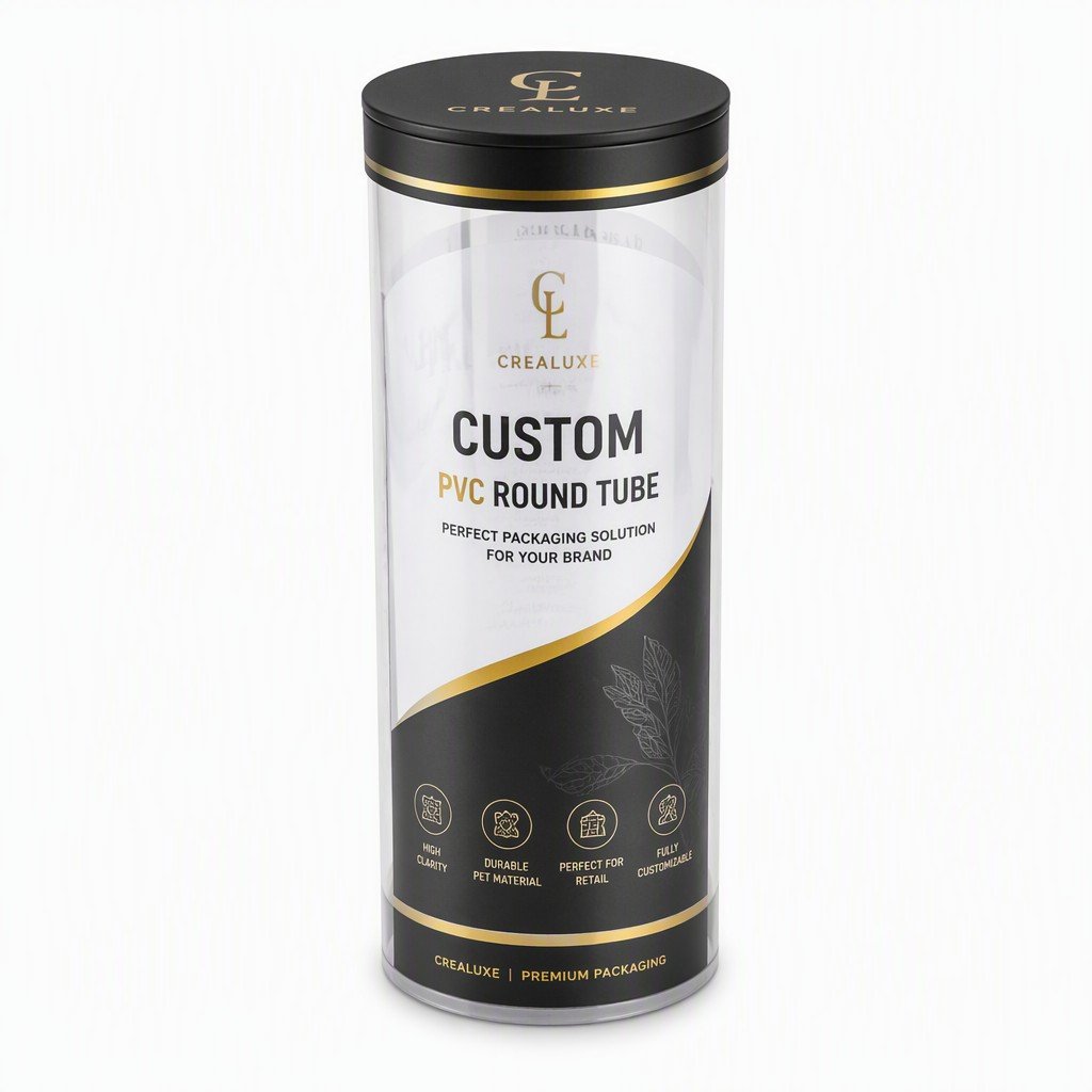 clear plastic round tube packaging with lid